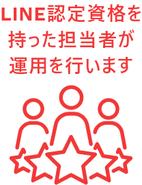 LINE認定資格を持った担当者が運用を行います