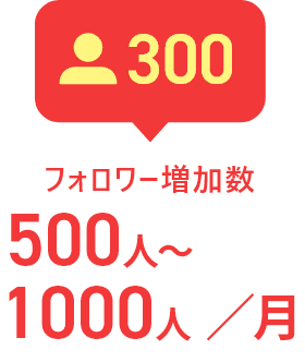 フォロワー増加数 500人〜1000人／月