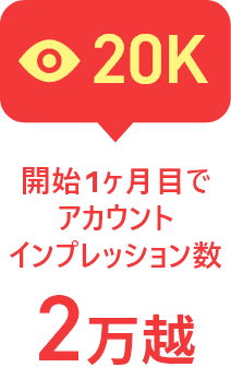 開始1ヶ月目でアカウントインプレッション数 2万越